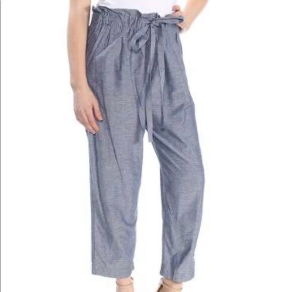 Jill Stuart Linen Blend High Rise Cropped paperbag  Pants 10 - Picture 1 of 6
